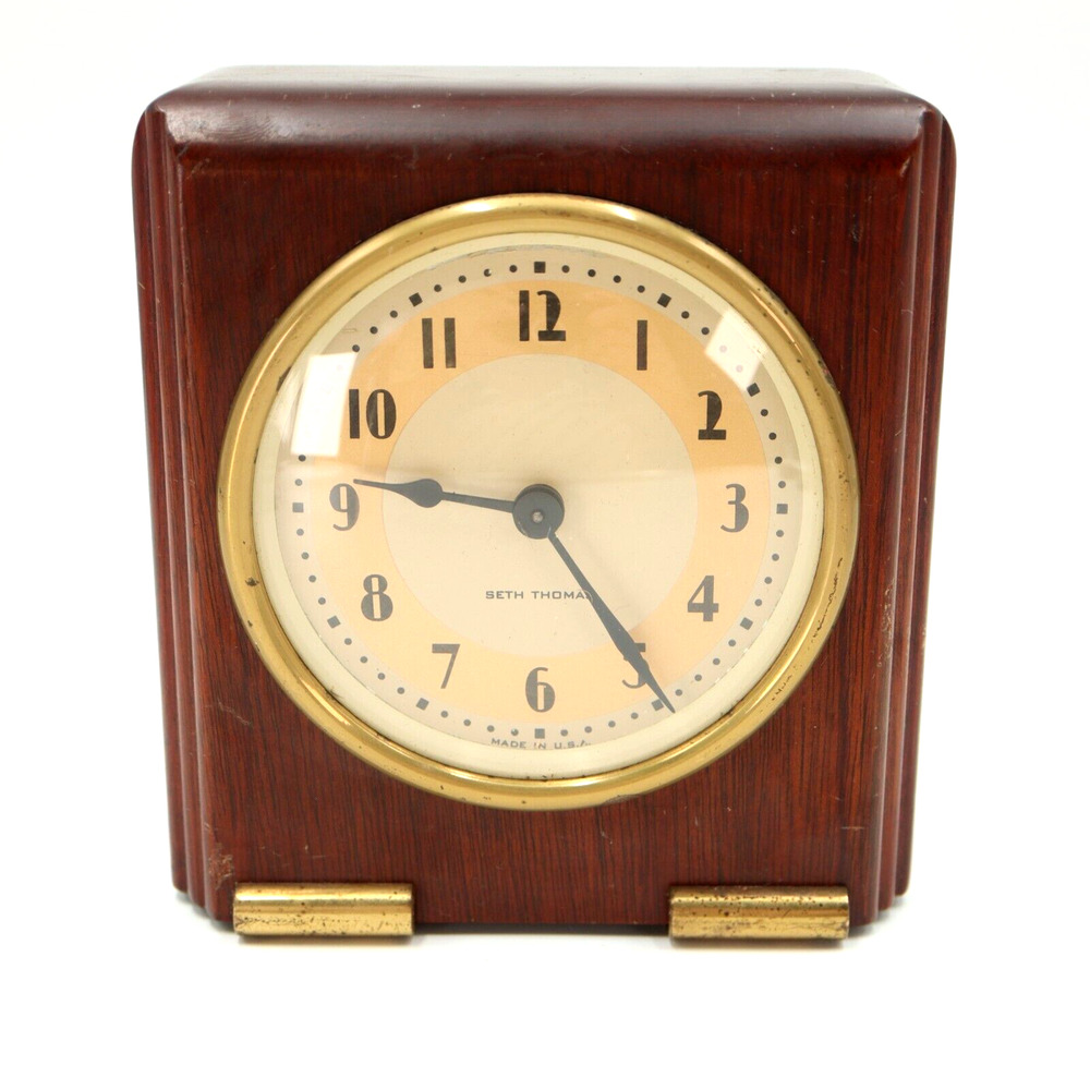 Vintage Seth Thomas Mantle 8-Day Clock Square Made in USA MCM Decor NOT RUNNING